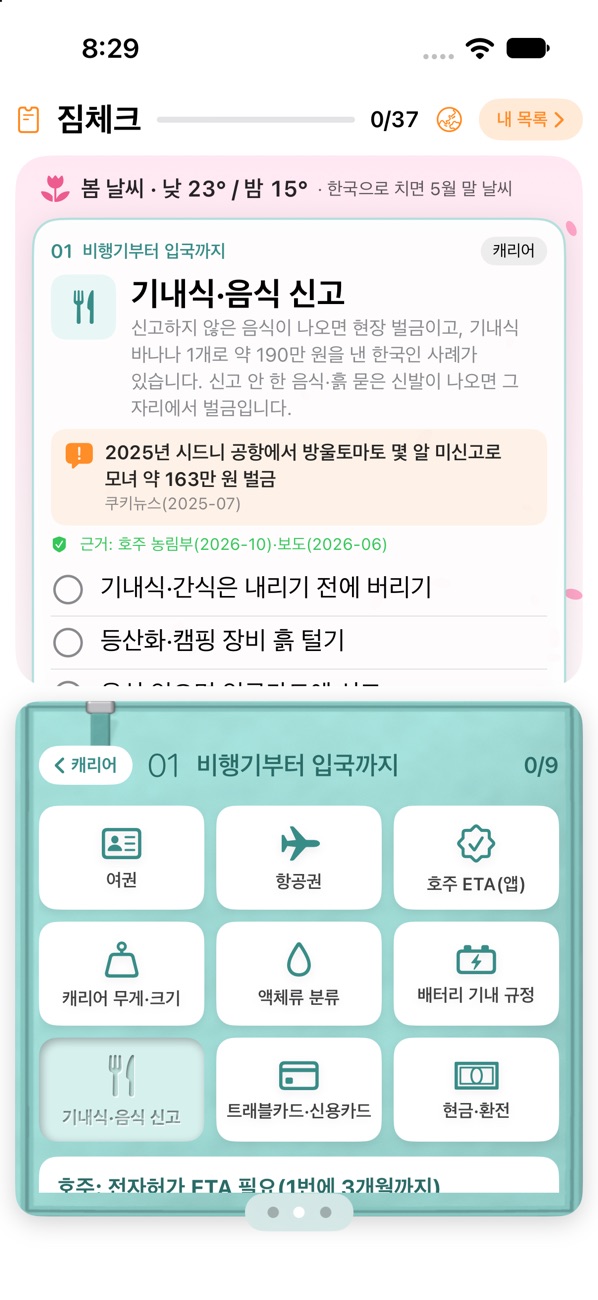 Australia food declaration item with a real fine case and source